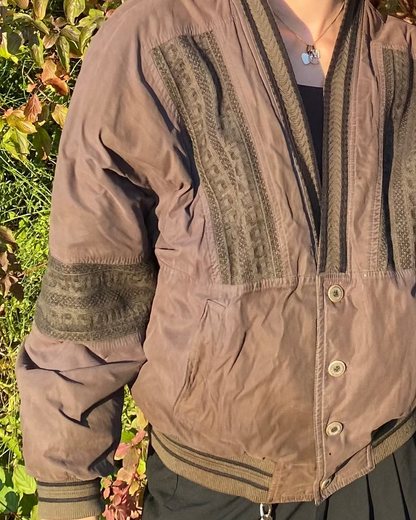 Vintage Bomberjacke braun oliv khaki mit Knöpfen, S,M,L