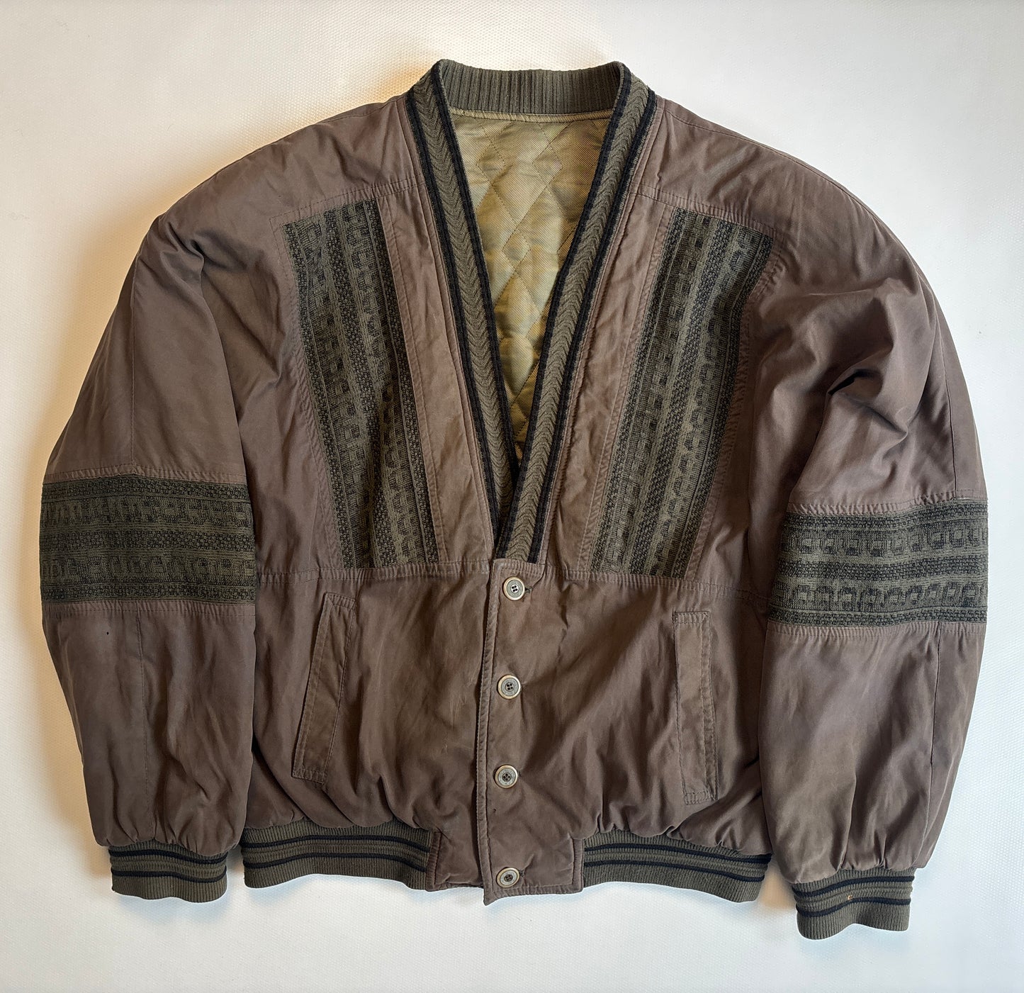 Vintage Bomberjacke braun oliv khaki mit Knöpfen, S,M,L