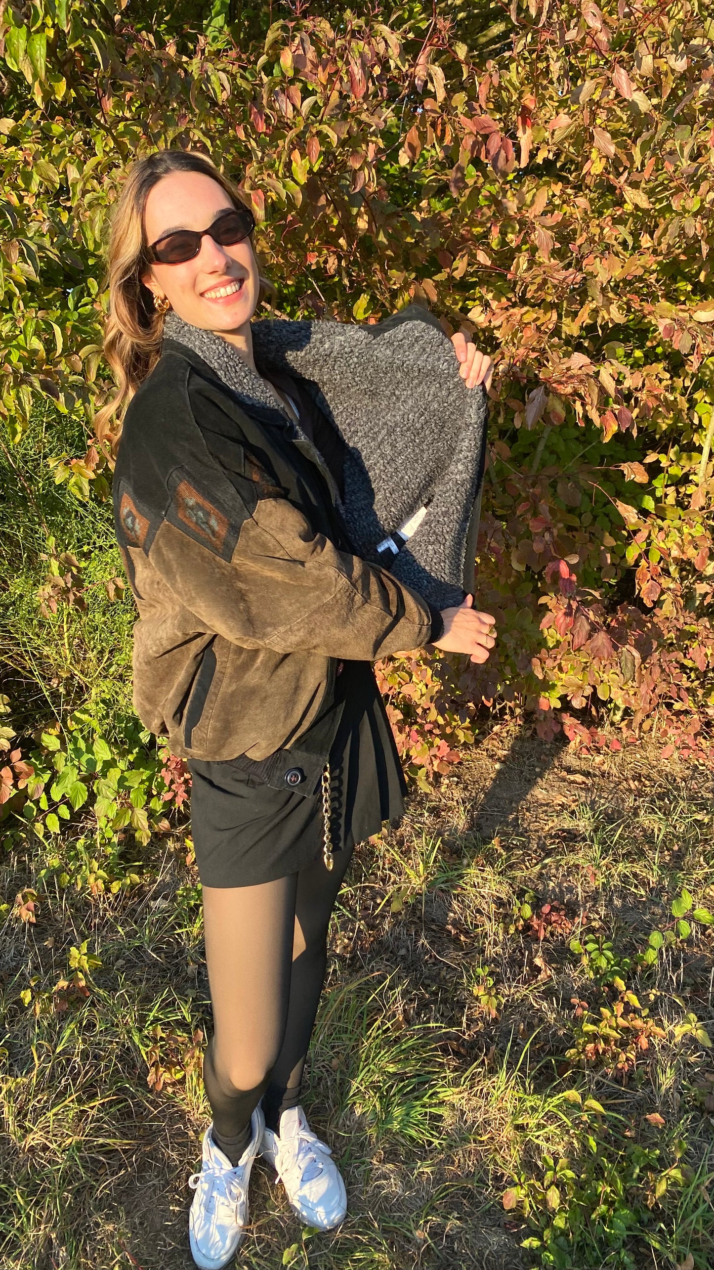 Aztec Navajo Suede Sherpa Wildleder Jacke mit Aztekenmuster, Vintage, S,M,L