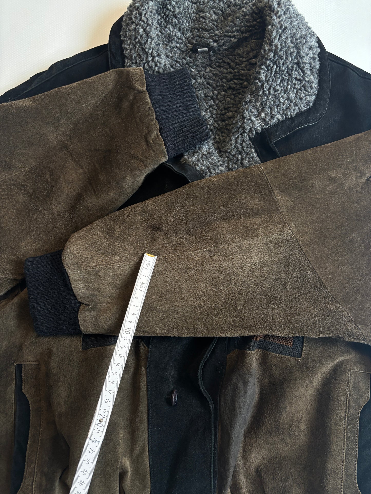 Aztec Navajo Suede Sherpa Wildleder Jacke mit Aztekenmuster, Vintage, S,M,L