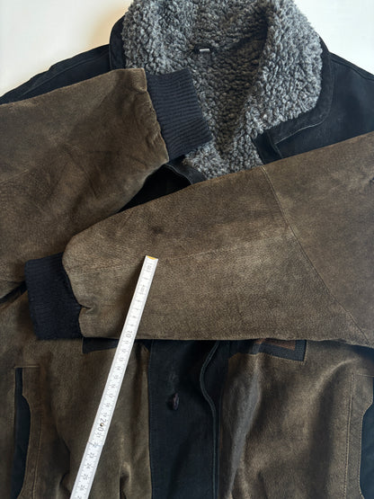 Aztec Navajo Suede Sherpa Wildleder Jacke mit Aztekenmuster, Vintage, S,M,L