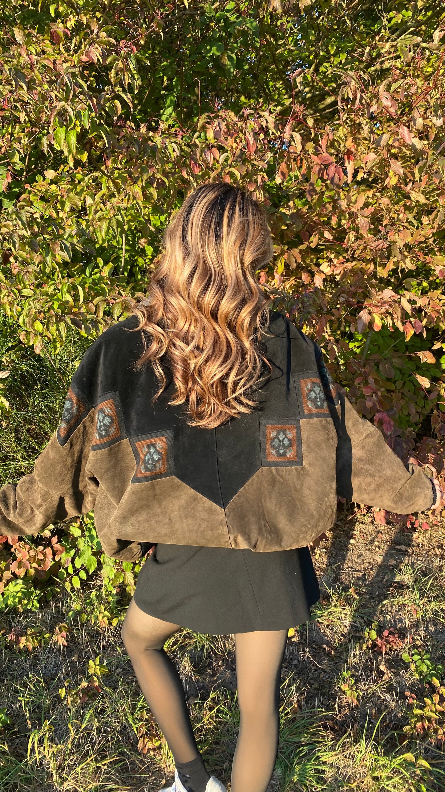 Aztec Navajo Suede Sherpa Wildleder Jacke mit Aztekenmuster, Vintage, S,M,L