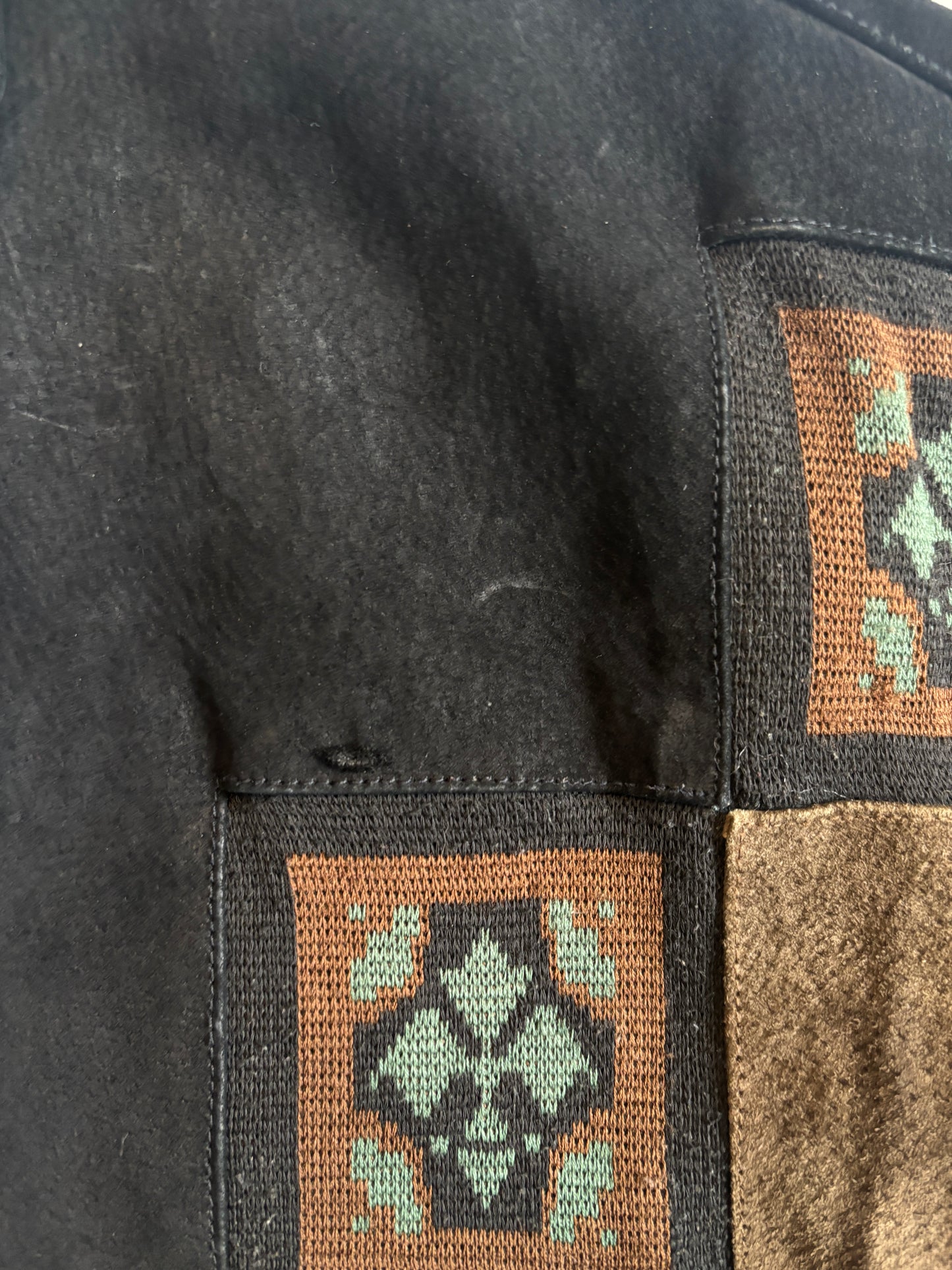 Aztec Navajo Suede Sherpa Wildleder Jacke mit Aztekenmuster, Vintage, S,M,L