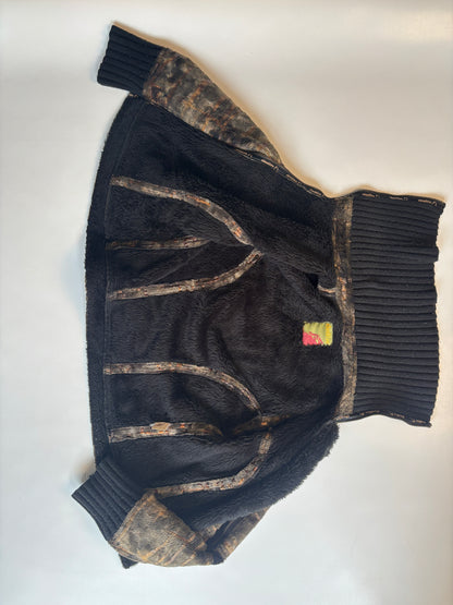 Cheshire asymmetrische Kunstfelljacke in braun schwarz mit Kragen, S