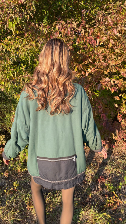 Vintage Skijacke Snow Retro Stil CANYON grün oversize, M,L,XL