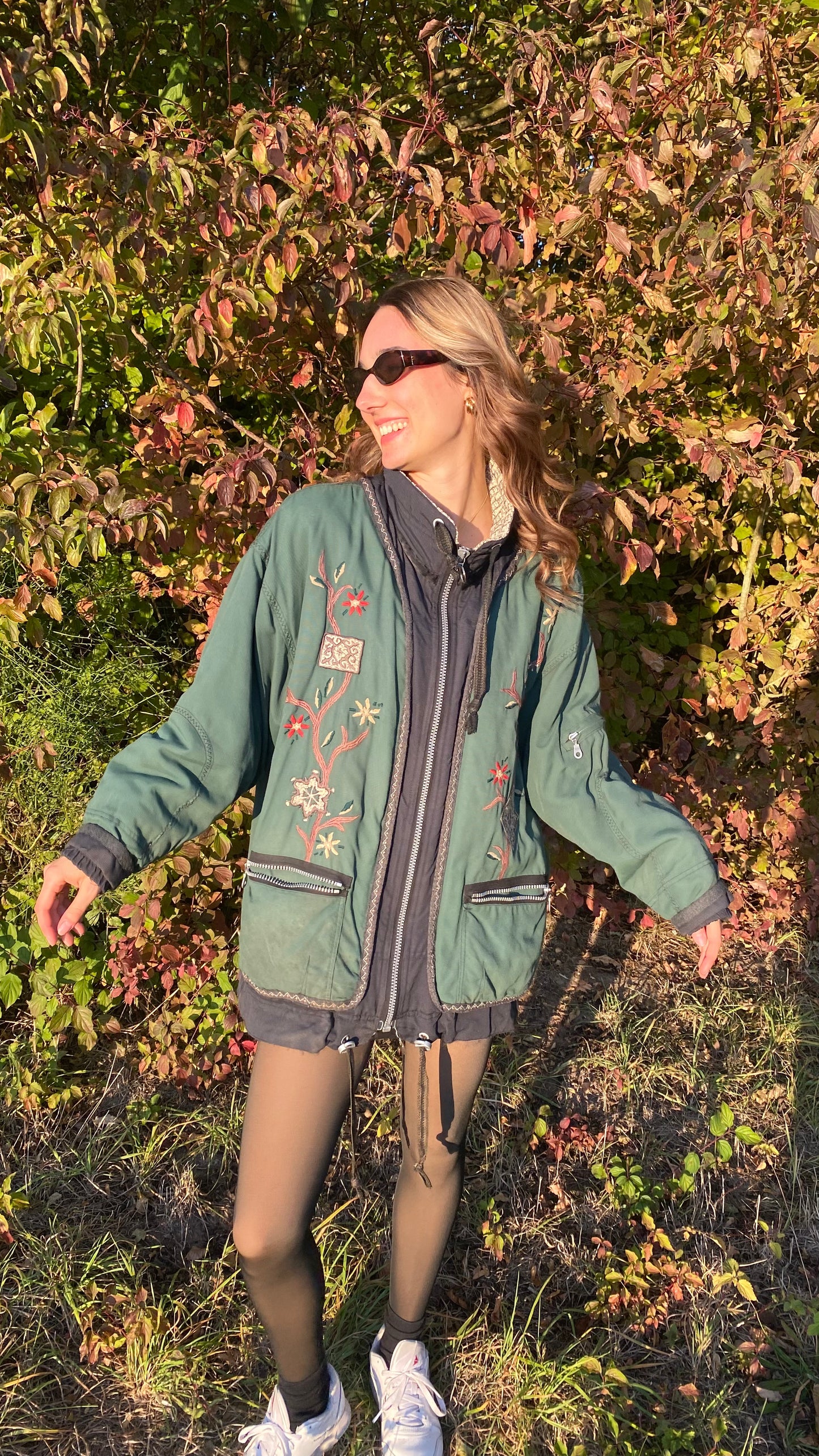 Vintage Skijacke Snow Retro Stil CANYON grün oversize, M,L,XL