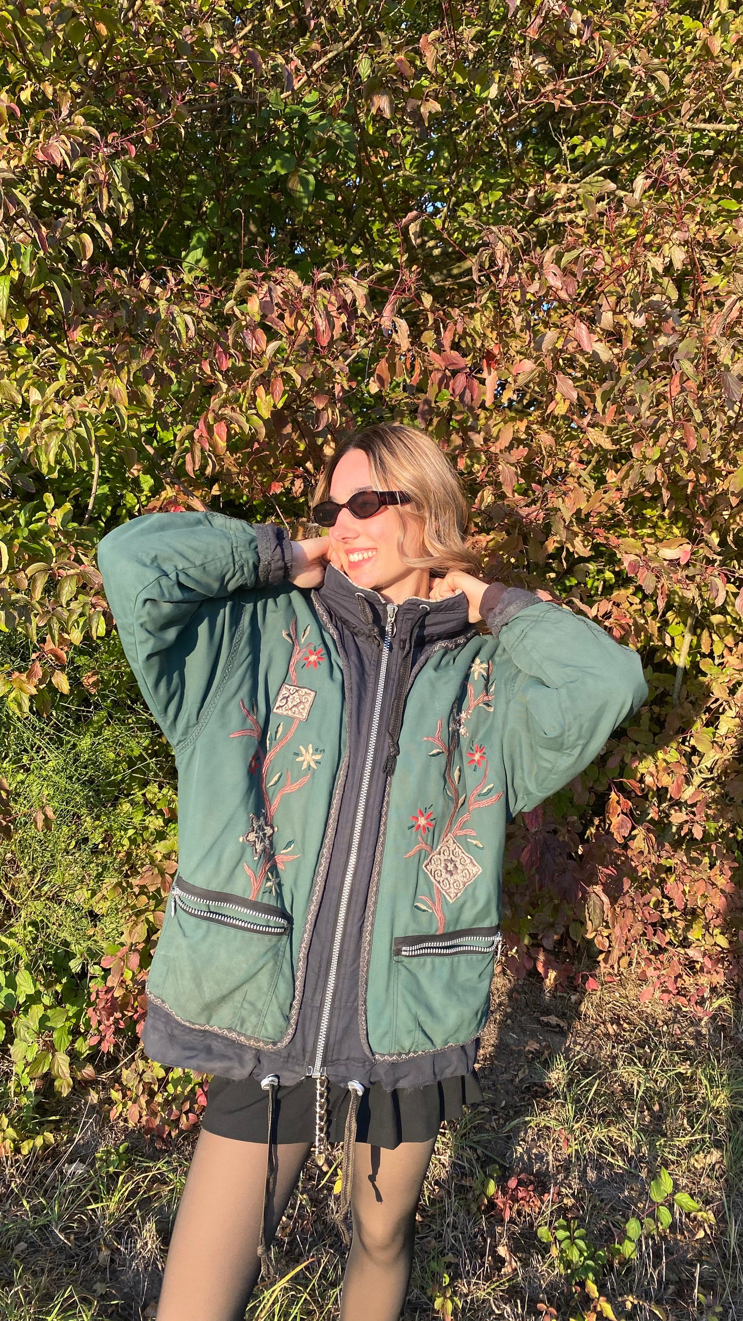 Vintage Skijacke Snow Retro Stil CANYON grün oversize, M,L,XL