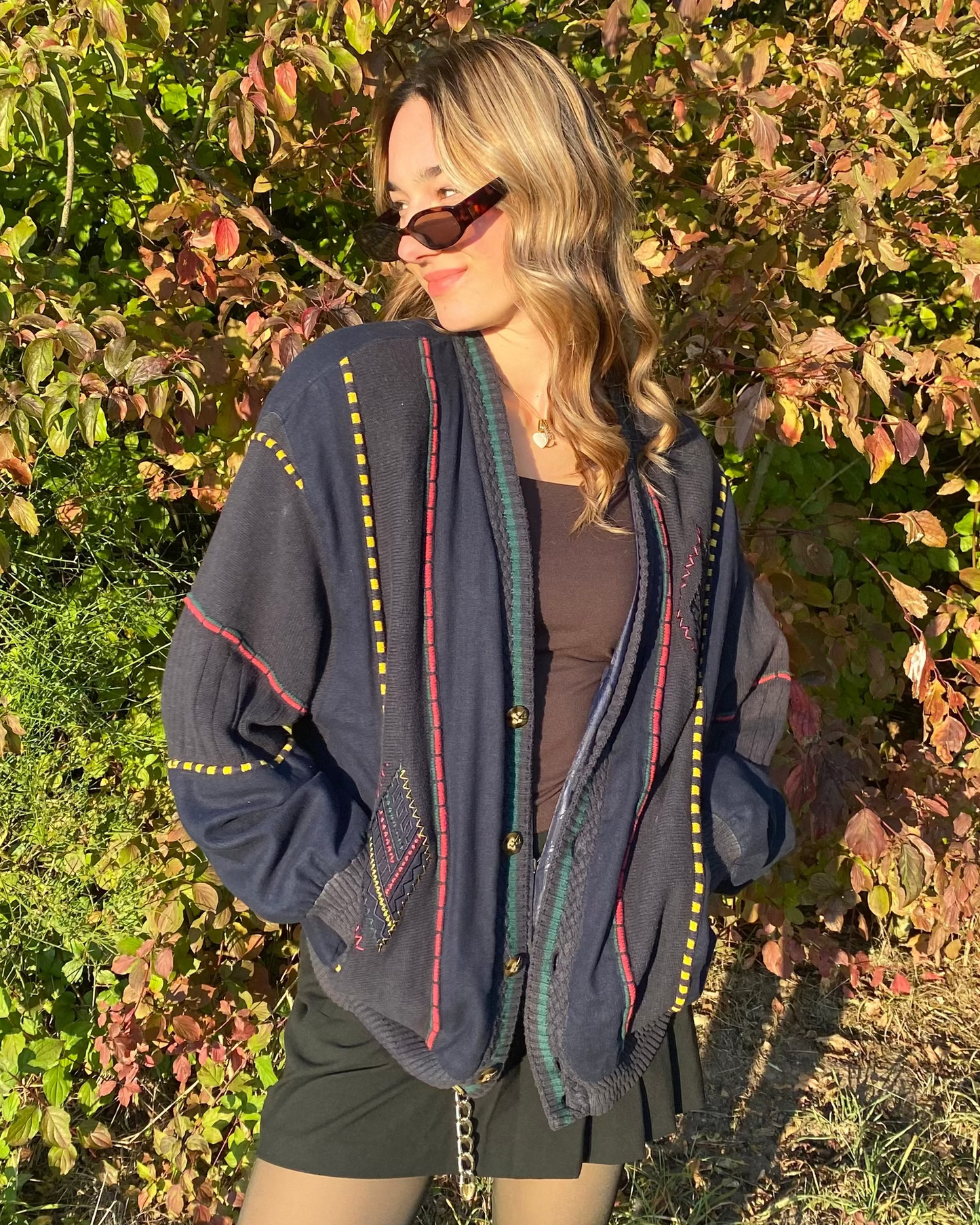 Vintage Grandpa Leinen Jacke 3D Muster Strick Cardigan Stil S,M,L