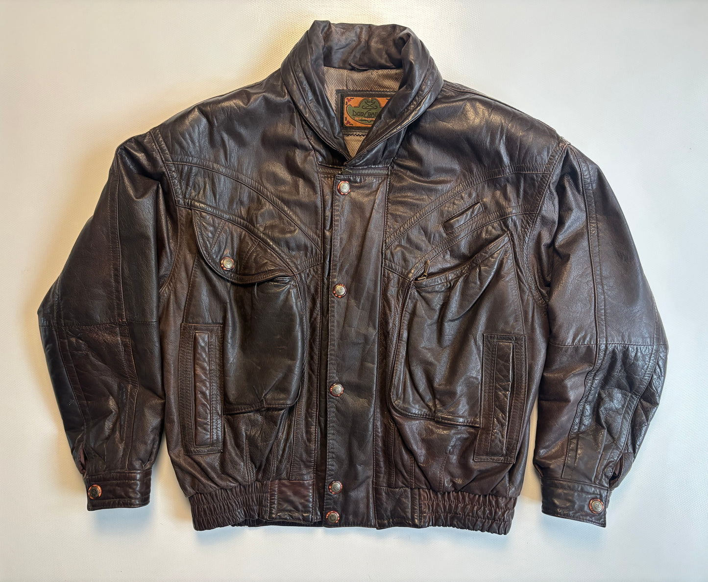 Echtlederjacke Don Camillo in dunkelbraun, oversize fit, Vintage, S,M,L