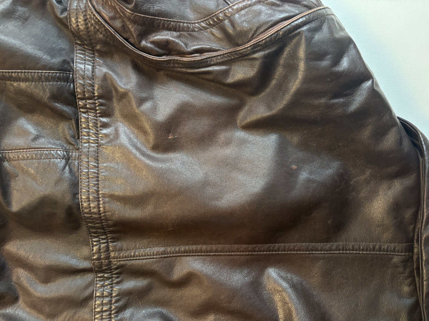 Echtlederjacke Don Camillo in dunkelbraun, oversize fit, Vintage, S,M,L