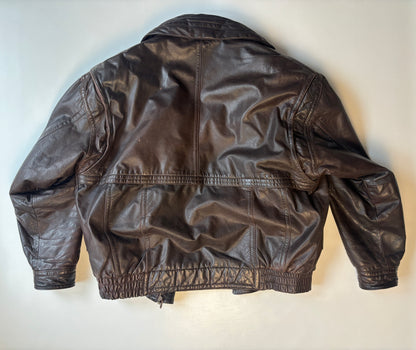 Echtlederjacke Don Camillo in dunkelbraun, oversize fit, Vintage, S,M,L