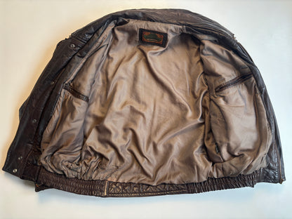 Echtlederjacke Don Camillo in dunkelbraun, oversize fit, Vintage, S,M,L