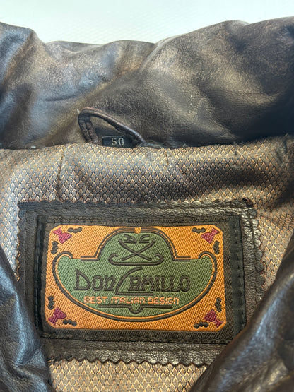 Echtlederjacke Don Camillo in dunkelbraun, oversize fit, Vintage, S,M,L