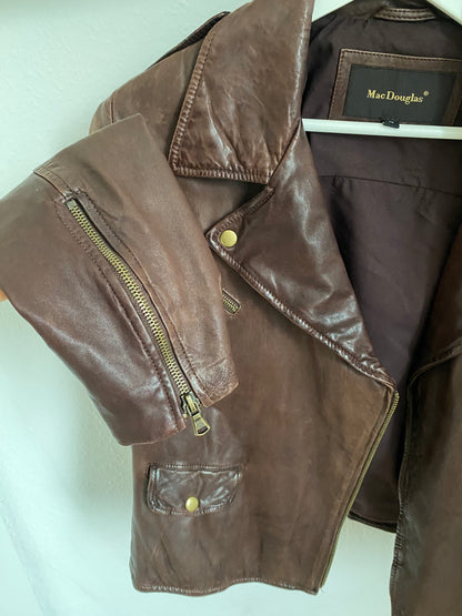 Mac Douglas Lederjacke in schönem braun, Reißverschluss, M