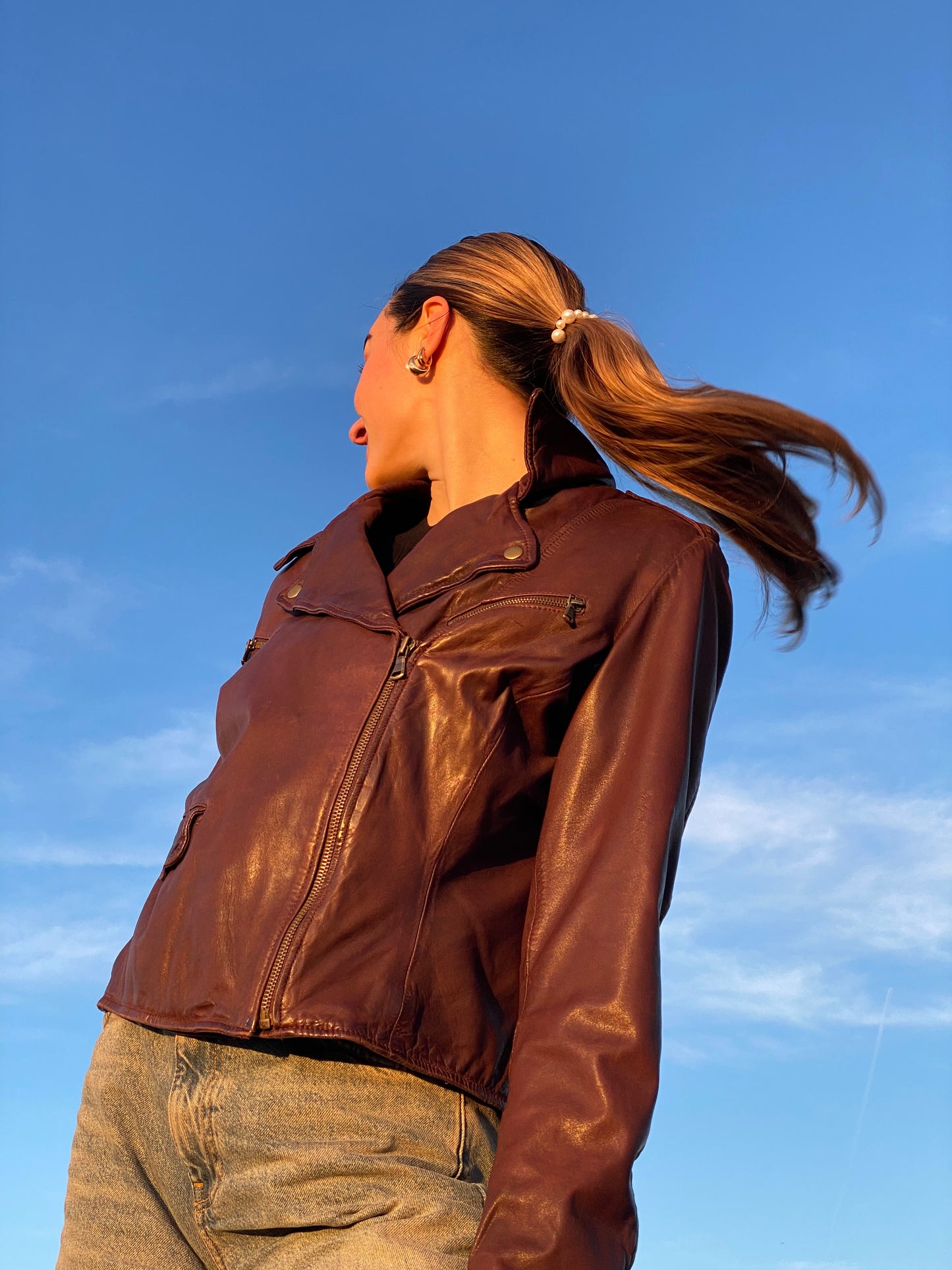 Mac Douglas Lederjacke in schönem braun, Reißverschluss, M