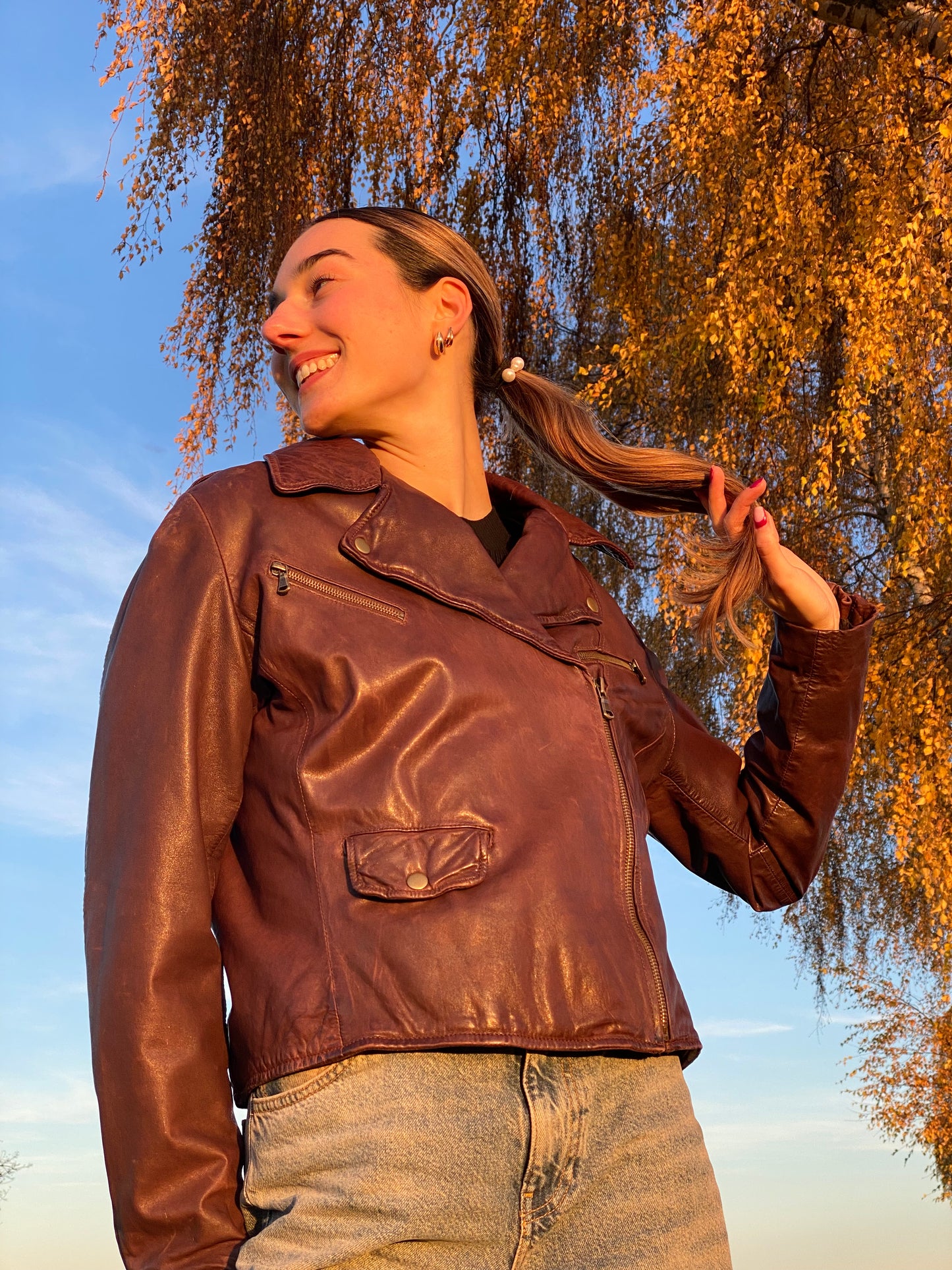 Mac Douglas Lederjacke in schönem braun, Reißverschluss, M