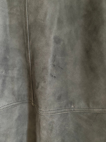 Weiche Vintage Lederjacke in grau, oversize, 2in1 Weste, S,M,L,XL