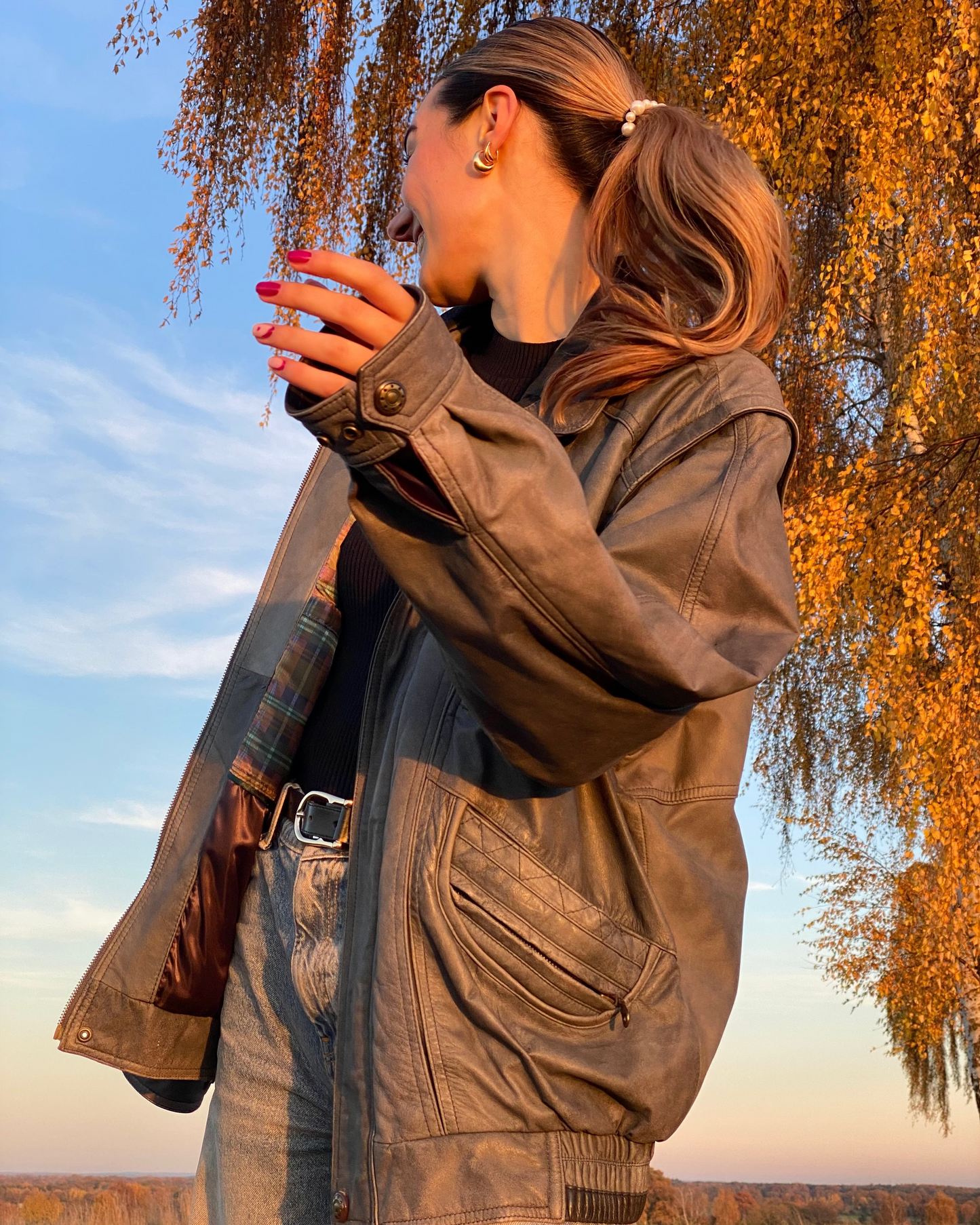 Weiche Vintage Lederjacke in grau, oversize, 2in1 Weste, S,M,L,XL