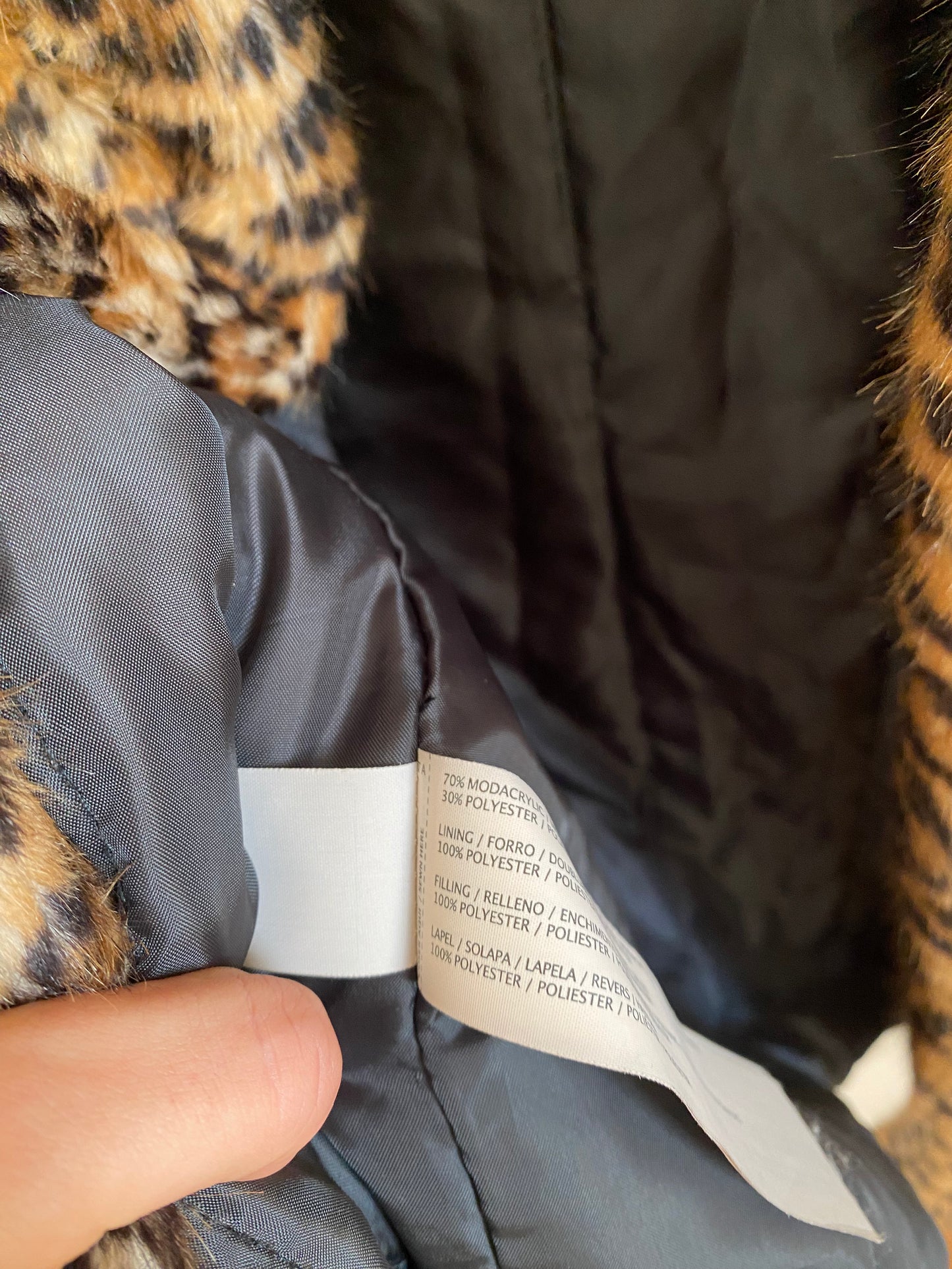 Mango Leoparden Jacke mit Kunstfell, beige braun schwarz, S