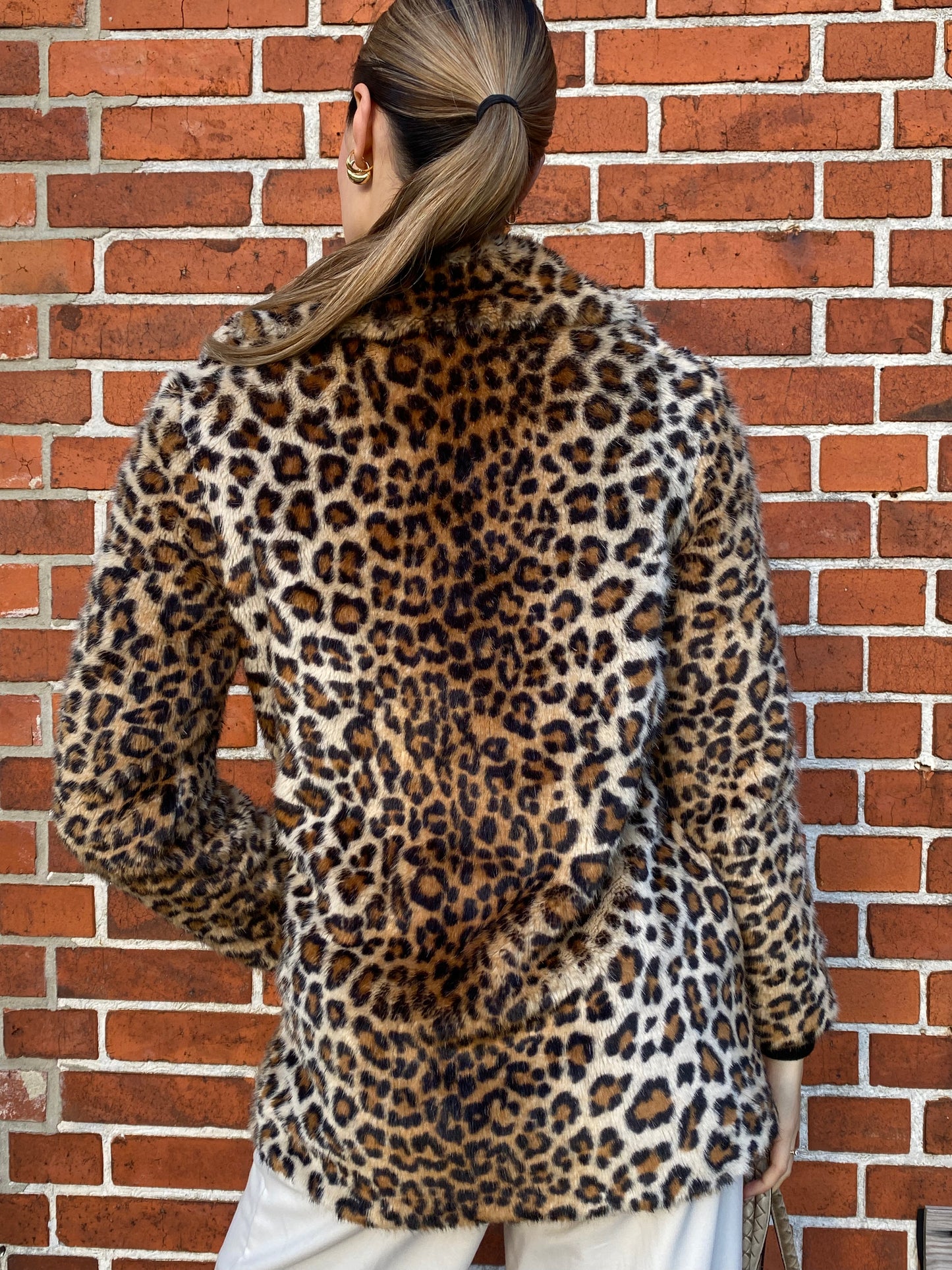 Mango Leoparden Jacke mit Kunstfell, beige braun schwarz, S