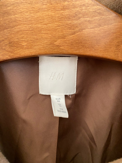 Jacke mit Bindegürtel und Kragen von H&M in kamel hellbraun, XS, S