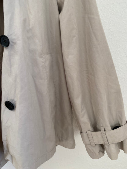 Zara kurze Trenchcoat Jacke in greige taupe hellgrau mit Knöpfen, S