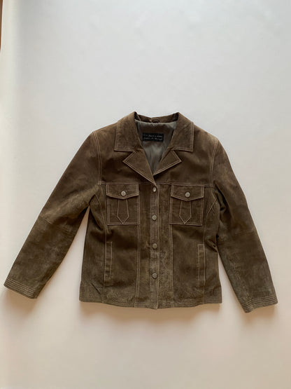 Wildlederjacke in oliv khaki, Kragen Blazer Stil, Julia S. Roma, S, M