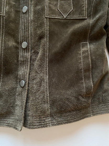 Wildlederjacke in oliv khaki, Kragen Blazer Stil, Julia S. Roma, S, M