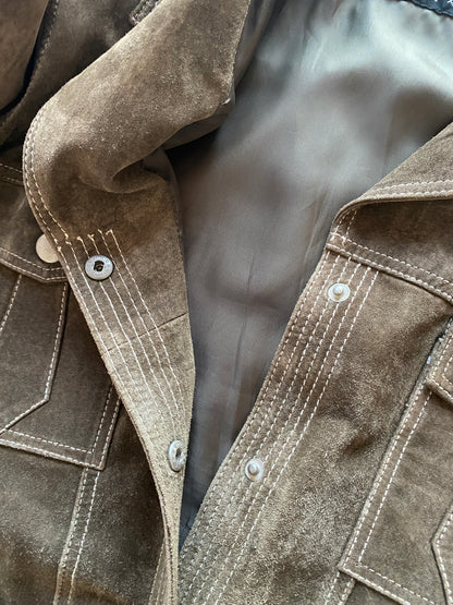 Wildlederjacke in oliv khaki, Kragen Blazer Stil, Julia S. Roma, S, M