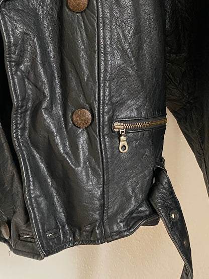 Echtleder Jacke Vintage Miss Astor im Bikerstil schwarz, S