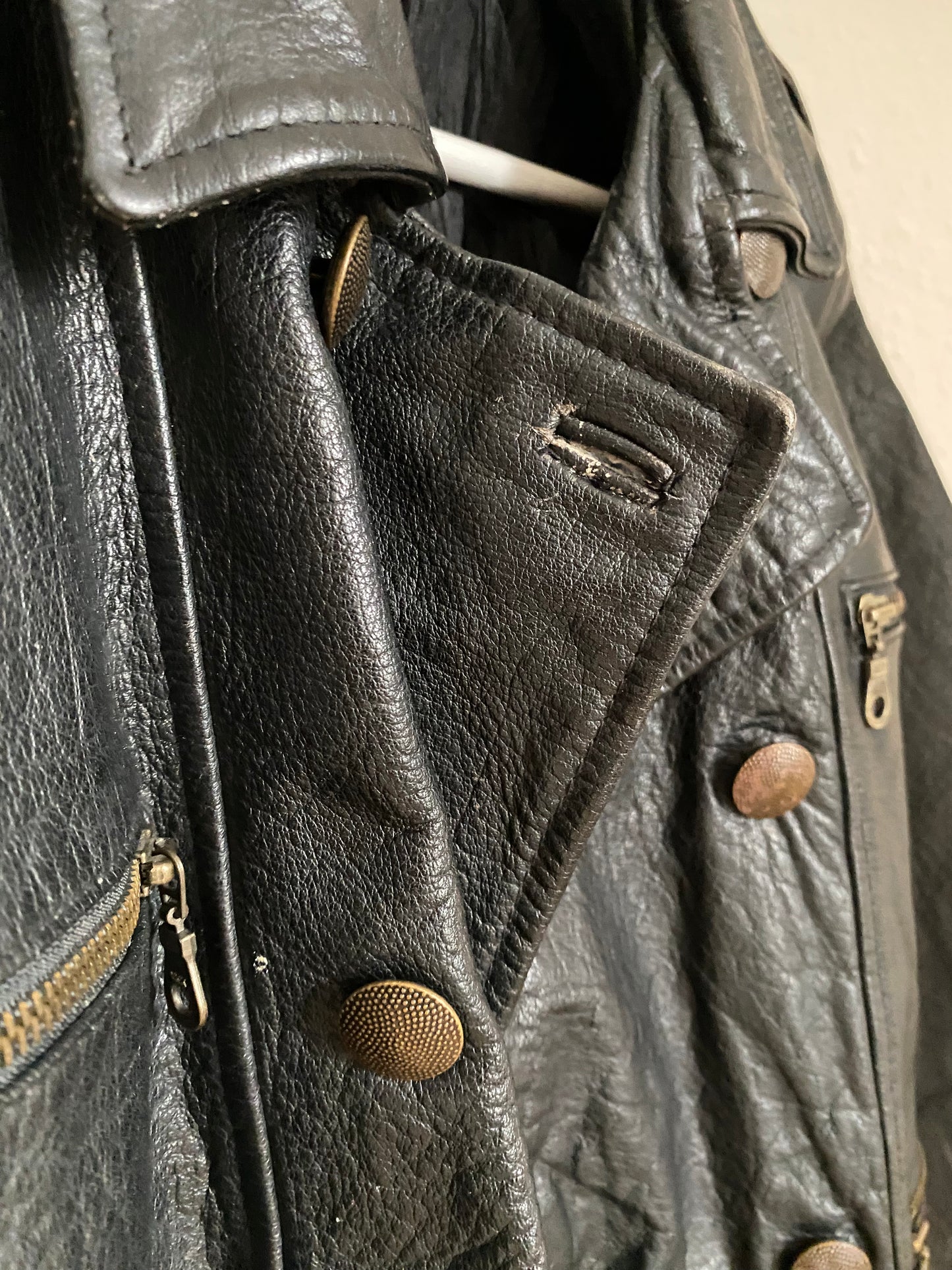 Echtleder Jacke Vintage Miss Astor im Bikerstil schwarz, S