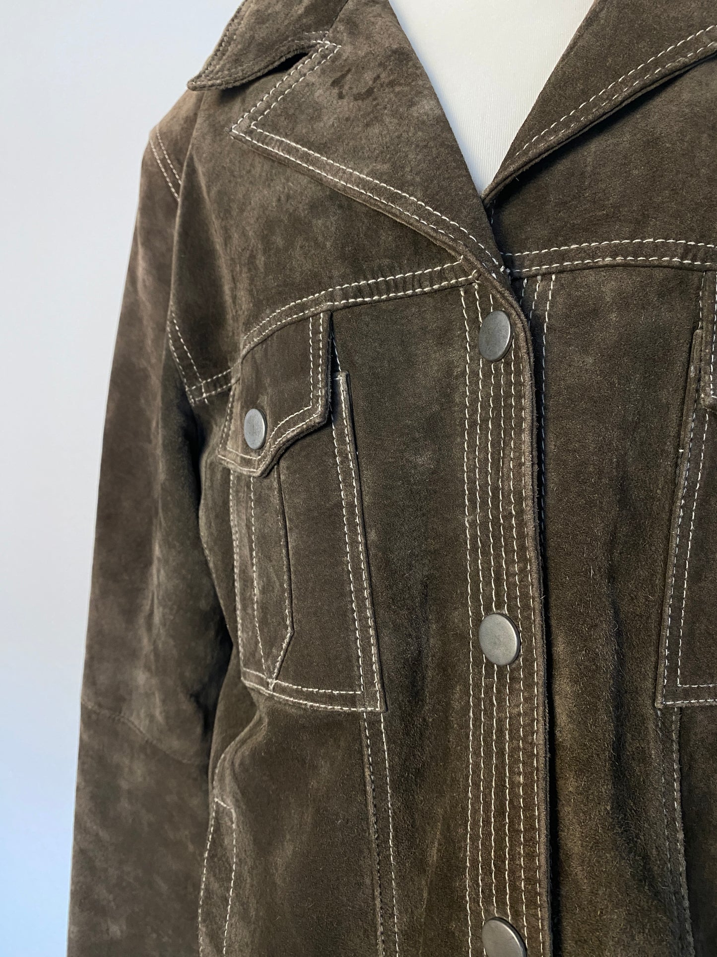 Wildlederjacke in oliv khaki, Kragen Blazer Stil, Julia S. Roma, S, M