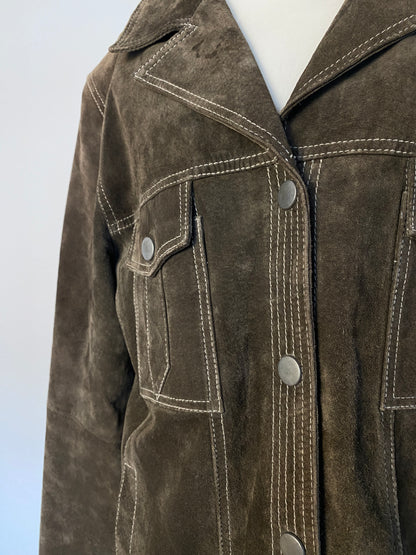 Wildlederjacke in oliv khaki, Kragen Blazer Stil, Julia S. Roma, S, M