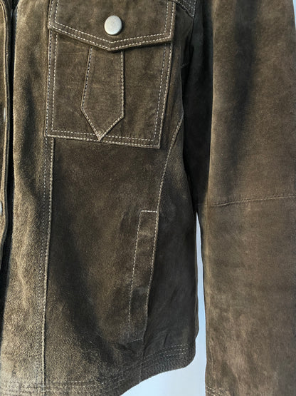 Wildlederjacke in oliv khaki, Kragen Blazer Stil, Julia S. Roma, S, M