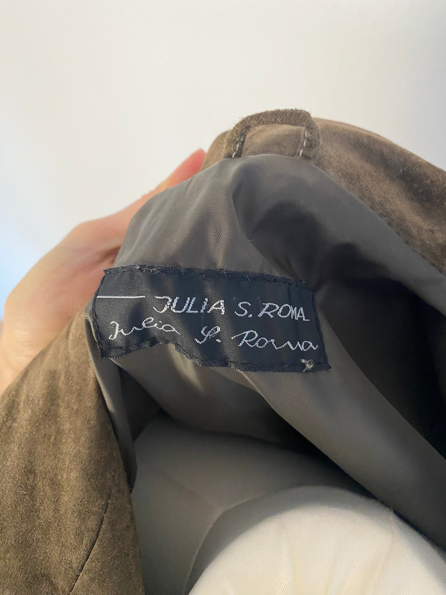 Wildlederjacke in oliv khaki, Kragen Blazer Stil, Julia S. Roma, S, M