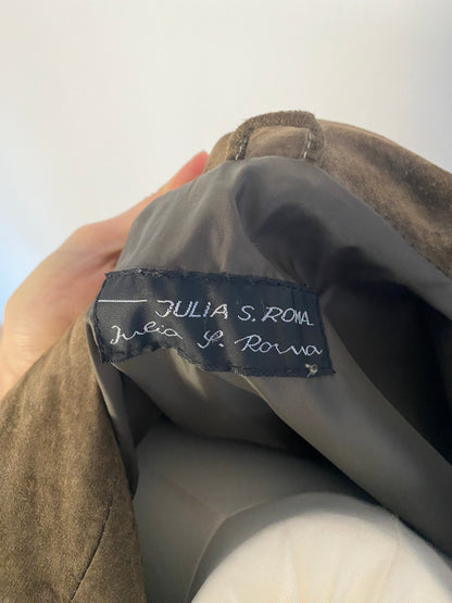 Wildlederjacke in oliv khaki, Kragen Blazer Stil, Julia S. Roma, S, M