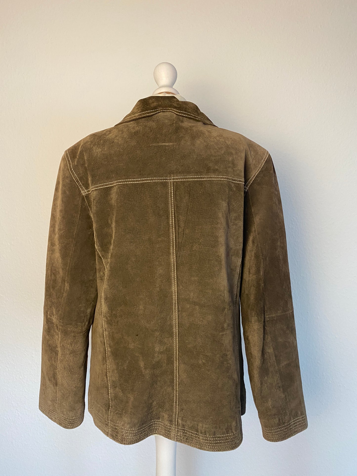 Wildlederjacke in oliv khaki, Kragen Blazer Stil, Julia S. Roma, S, M