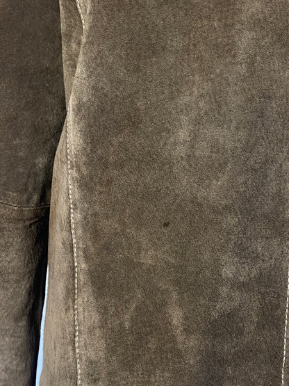 Wildlederjacke in oliv khaki, Kragen Blazer Stil, Julia S. Roma, S, M