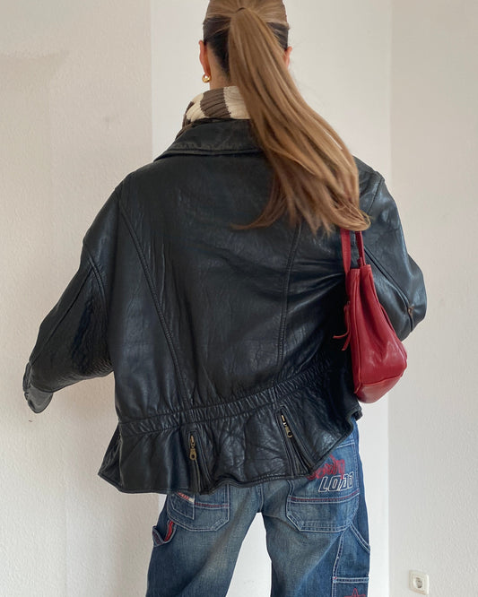 Echtleder Jacke Vintage Chevirex schwarz, M, L