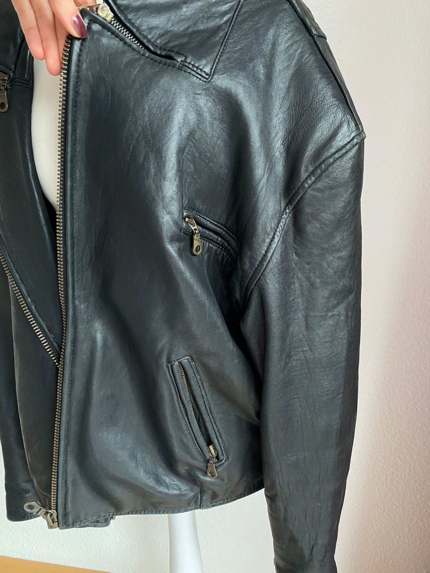 Echtleder Jacke Vintage Chevirex schwarz, M, L