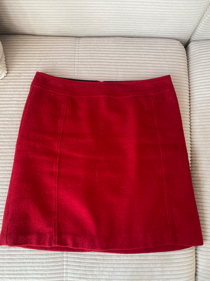 Pre-loved roter kurzer Rock aus Wollmischung mit Reißverschluss, S,M
