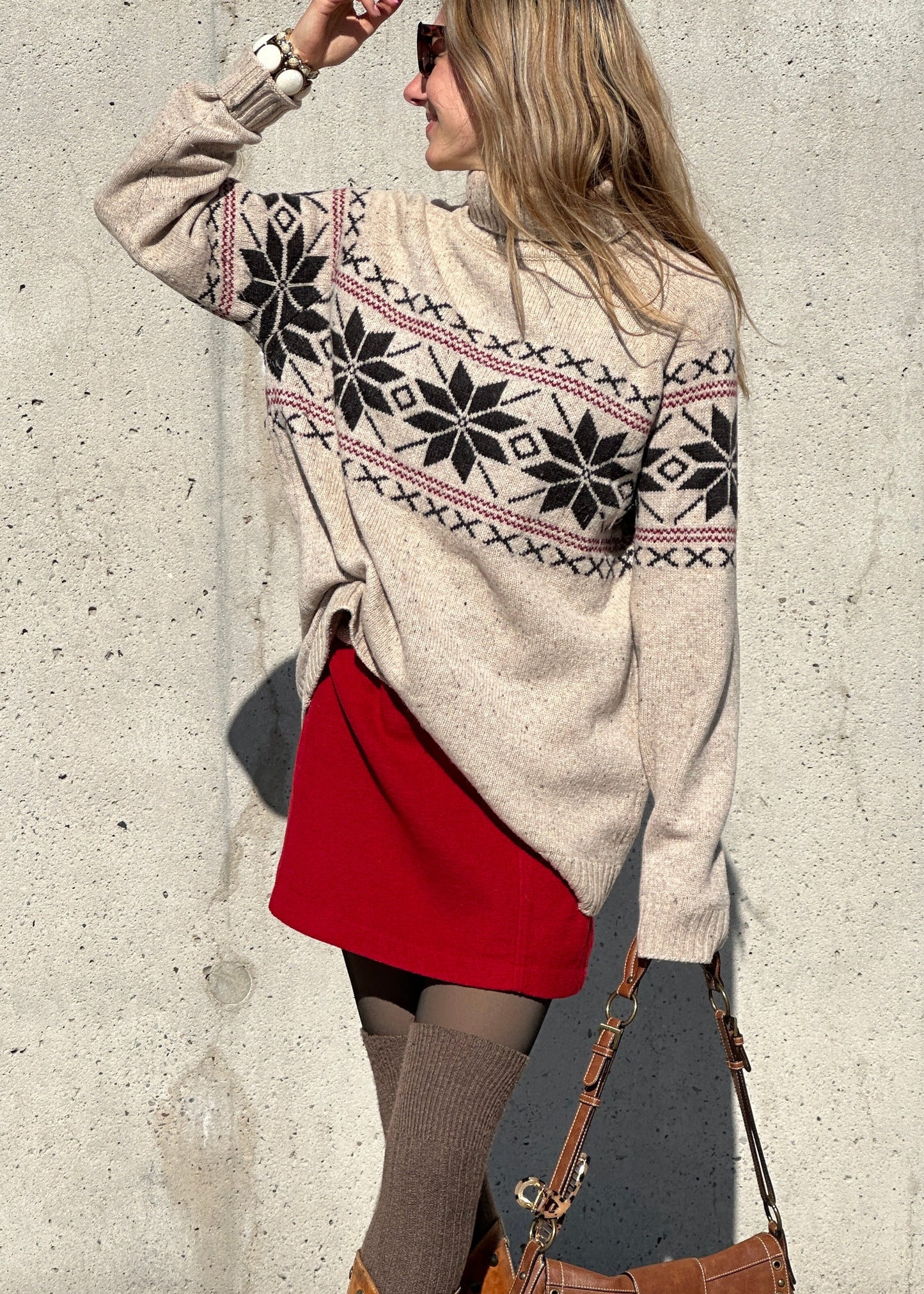 Pre-loved roter kurzer Rock aus Wollmischung mit Reißverschluss, S,M