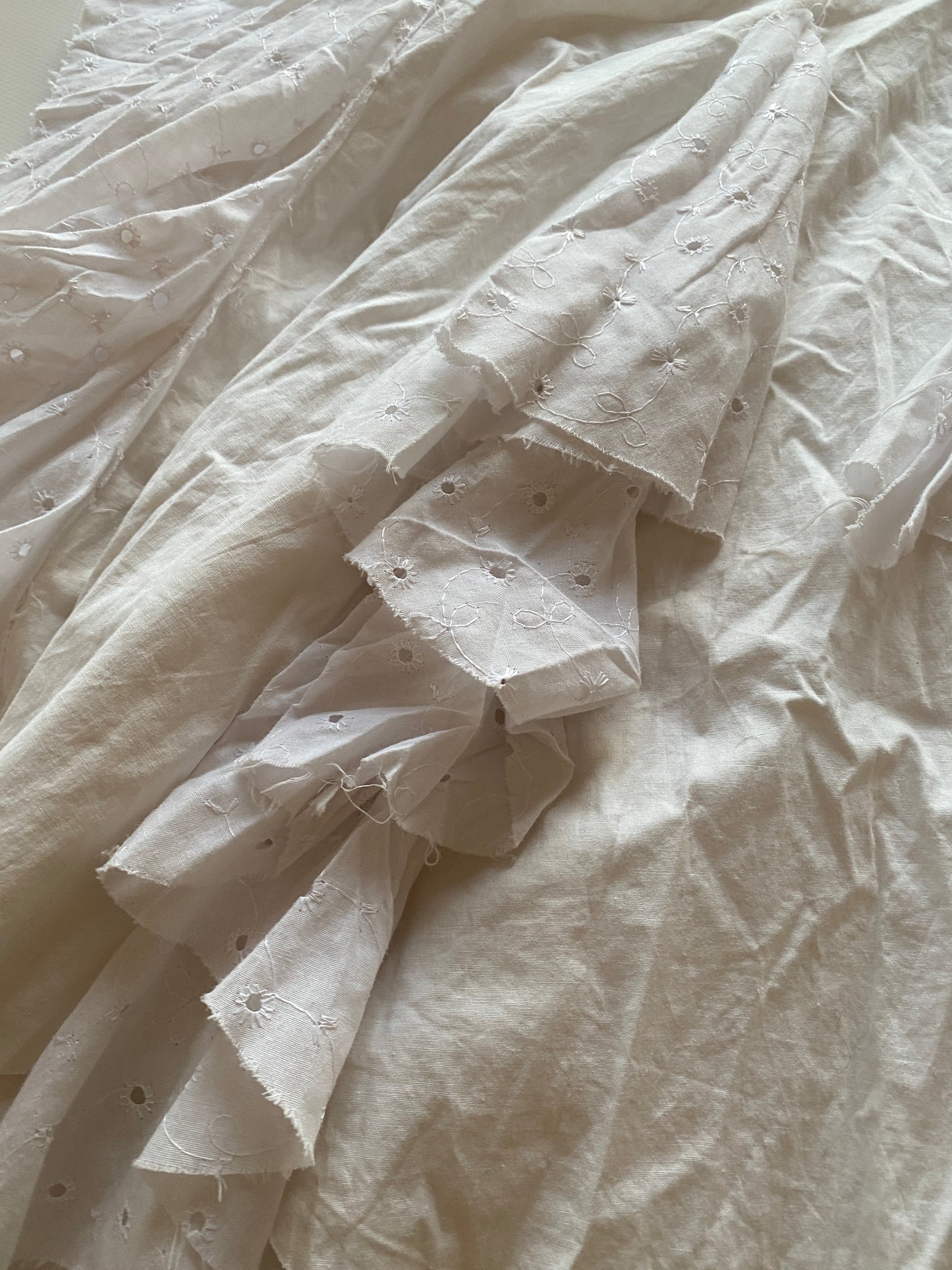 Traumhafter französischer Vintage Maxirock Zipfel Spitze Layering ruffled, S,M