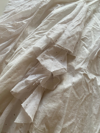 Traumhafter französischer Vintage Maxirock Zipfel Spitze Layering ruffled, S,M