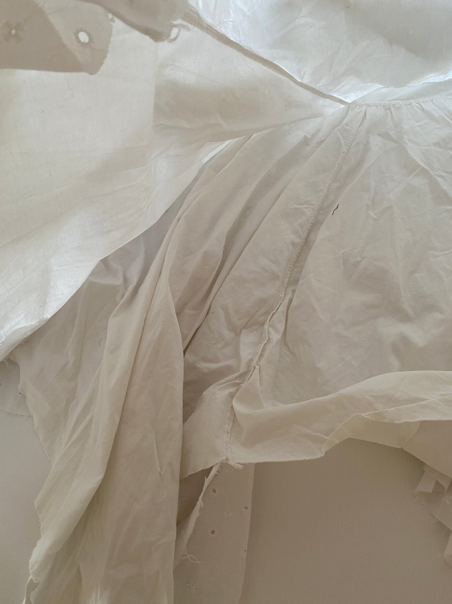 Traumhafter französischer Vintage Maxirock Zipfel Spitze Layering ruffled, S,M