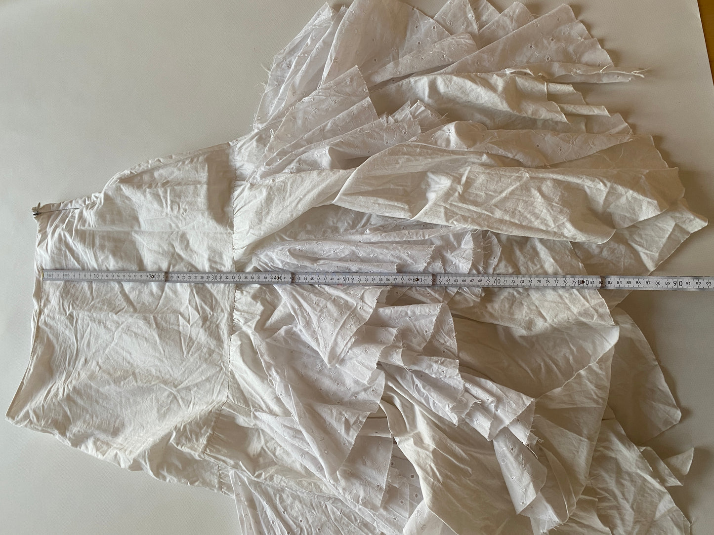 Traumhafter französischer Vintage Maxirock Zipfel Spitze Layering ruffled, S,M