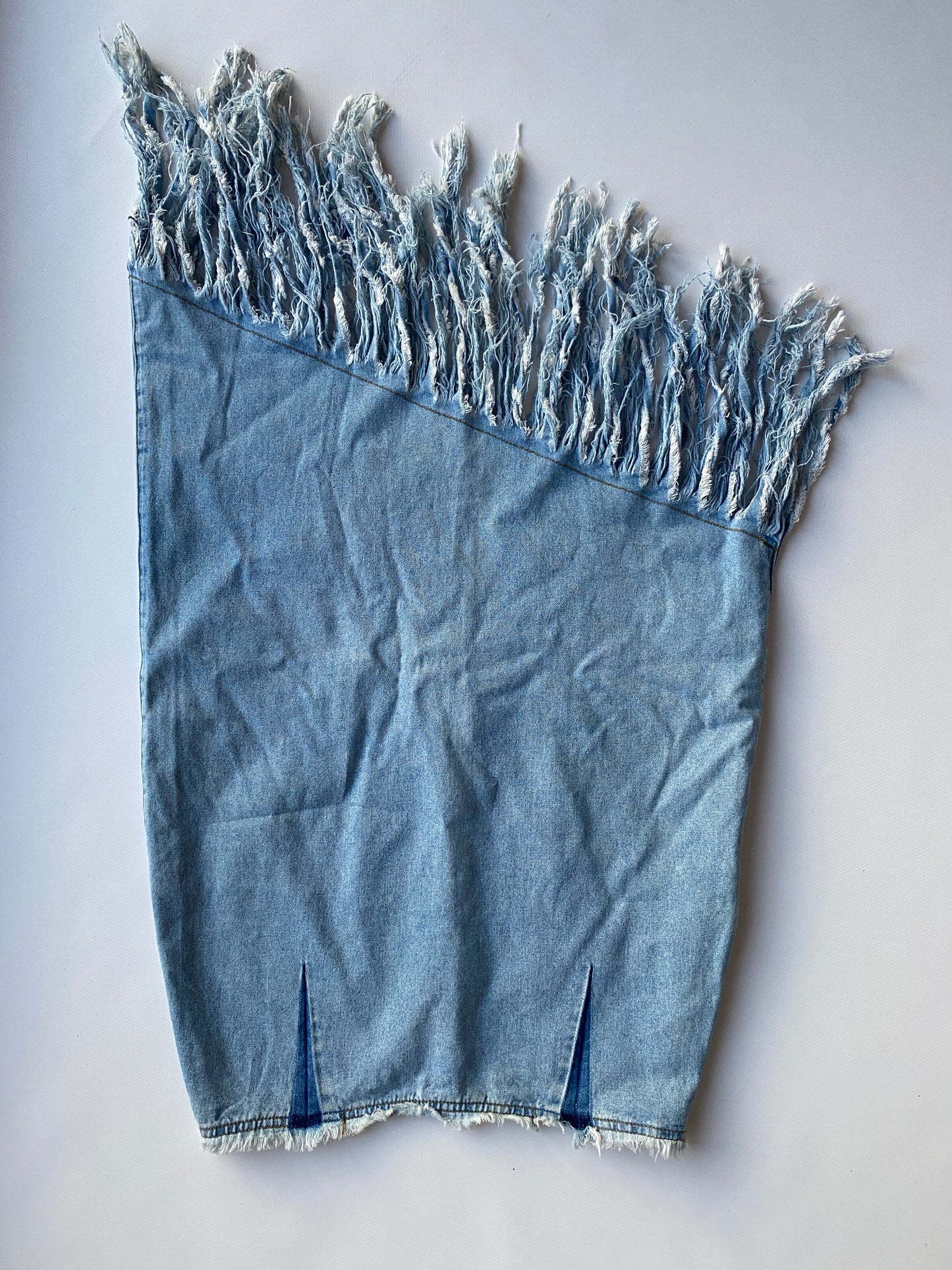 Asymmetrischer Jeansrock Midi mit Fransen, Langnese Collection Retro, S