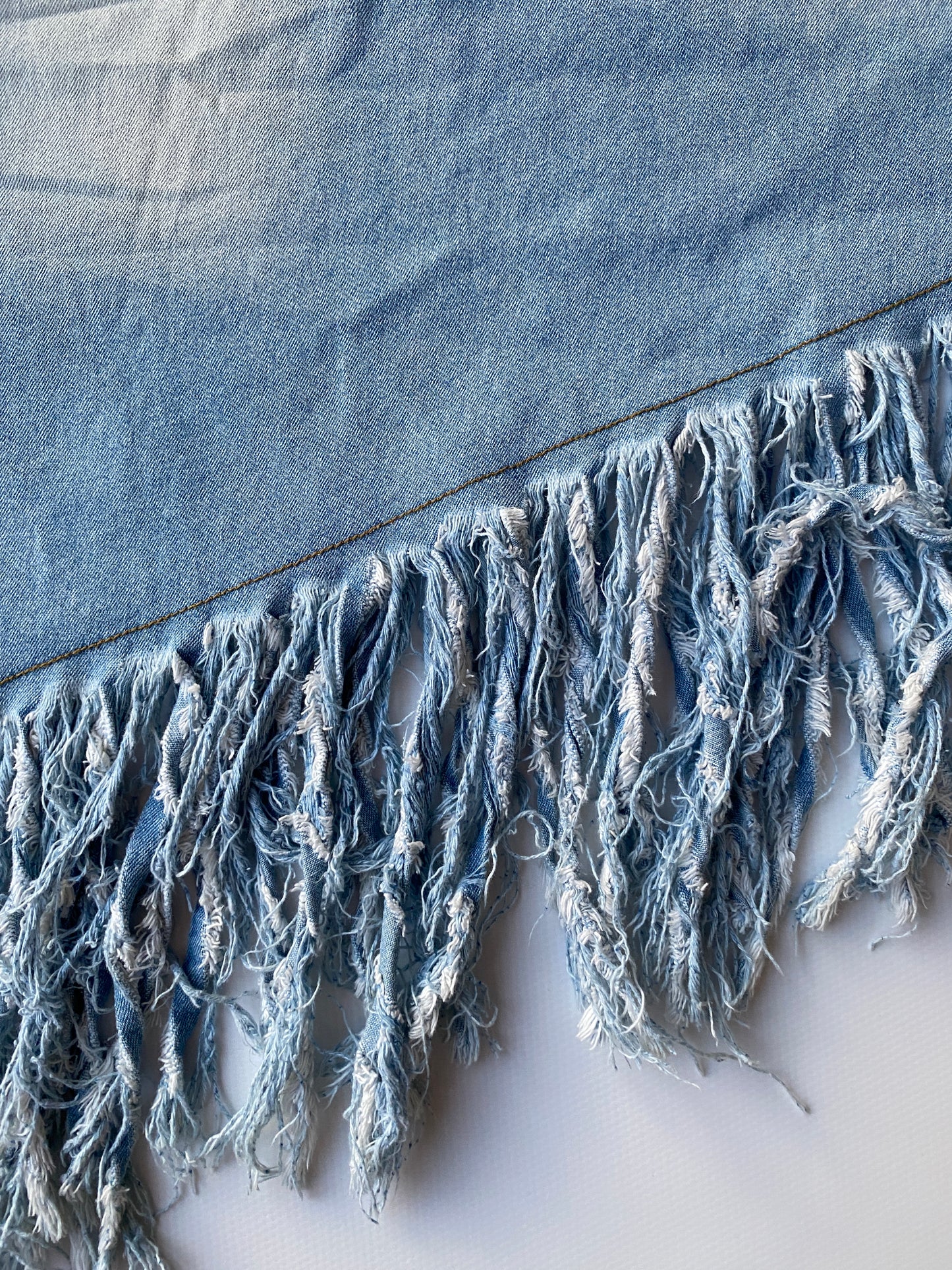 Asymmetrischer Jeansrock Midi mit Fransen, Langnese Collection Retro, S