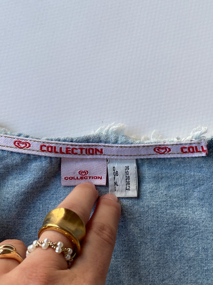 Asymmetrischer Jeansrock Midi mit Fransen, Langnese Collection Retro, S