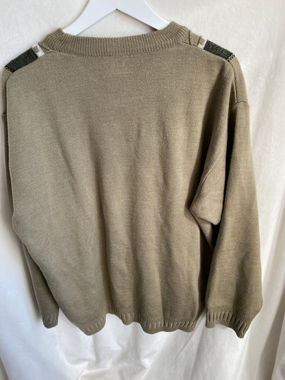 Vintage-Strickpullover in khaki olivgrün, oversize S,M,L
